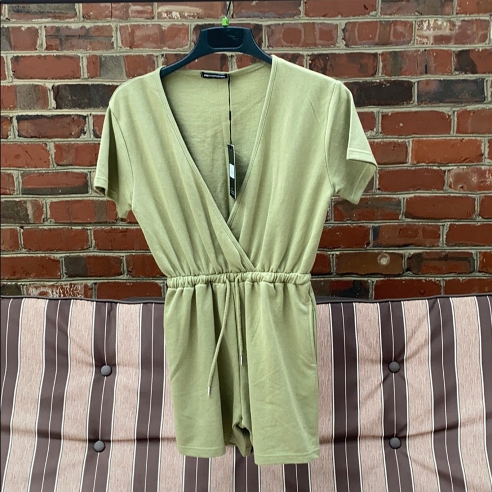 Sage green wrap romper